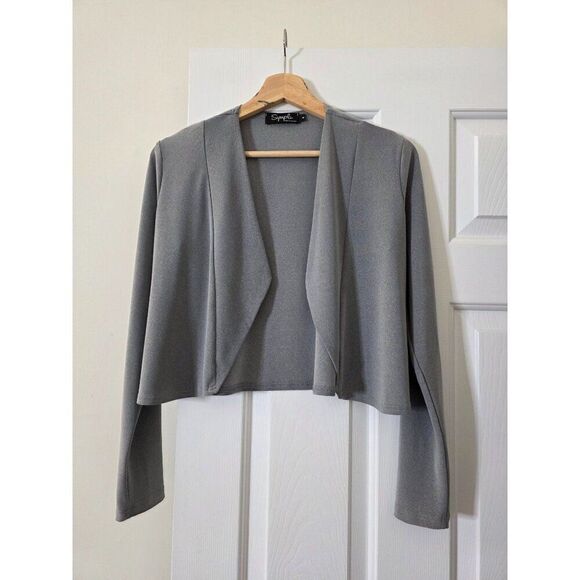 Simpli  Grey Crop Open Cardigan 8 - Picture 1 of 6